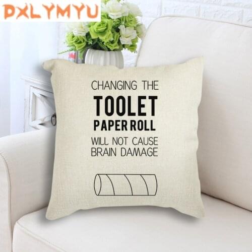 Throw Pillow Case Decorative Cushion Cover Funny Toilet Paper Note Quote Linen Cushion for Sofa Pillowcase