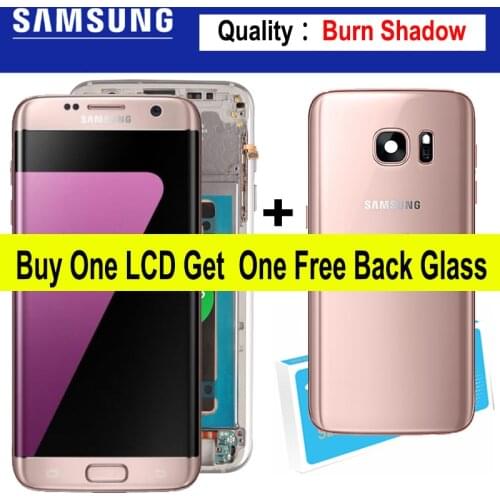 5.5'' Display with the Burn-Shadow LCD for SAMSUNG Galaxy S7 edge G935 G935F Touch Screen Digitizer with Frame Free Back Glass