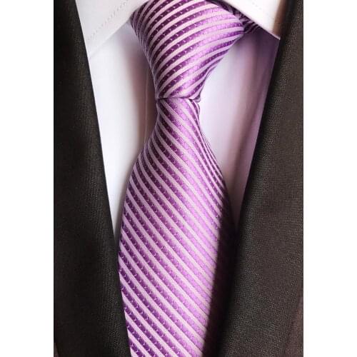 Men Necktie Light Purple Striped Ties Cravat for Party
