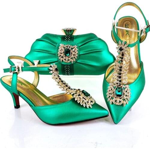 Doershow fahsion Shoes and Bag Set African Sets 2020 Italian Shoe Bag Set Decorated with Rhinestone High Quality! SJU1-2
