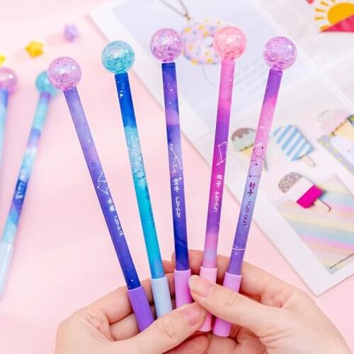 24 PCs Cute Girls Heart 12 Constellation Gel Pen Creative Dreamy Planet Neutral Pens Student Exam Pen School Office Stationery