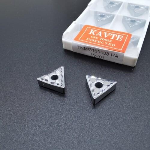 KAVTE 10PCS TNMG160404-HA TNMG 160408 TNMG160402 Aluminum Turning Inserts Carbide Round Blade TNMG 160408 cnc Lathe Cutter