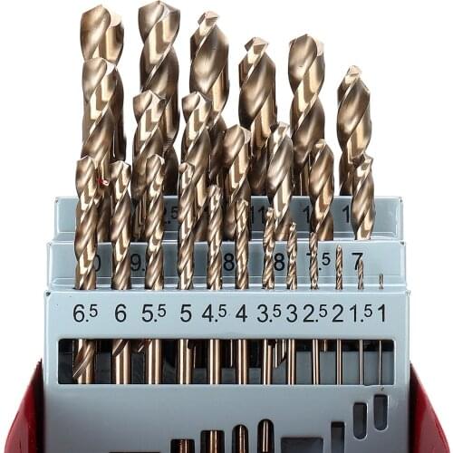 13/19/25 Pcs M35 Cobalt Twist Drill Bits Metric Straight Shank Set With Metal Case For Stainless Steel Wood Metal Drilling