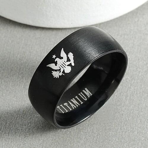 USA America Independence Day Ring Stainless Steel Eagle Ring Decorative Festival Jewelry for Men and Women