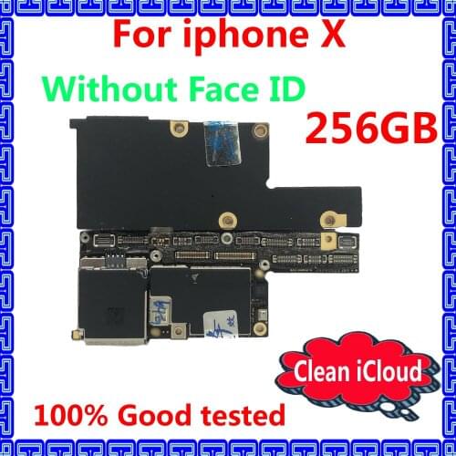 256GB Without Face ID for iPhone X Motherboard 100% unlocked Original for iphone x IOS system Logic board Free iCloud mainboard