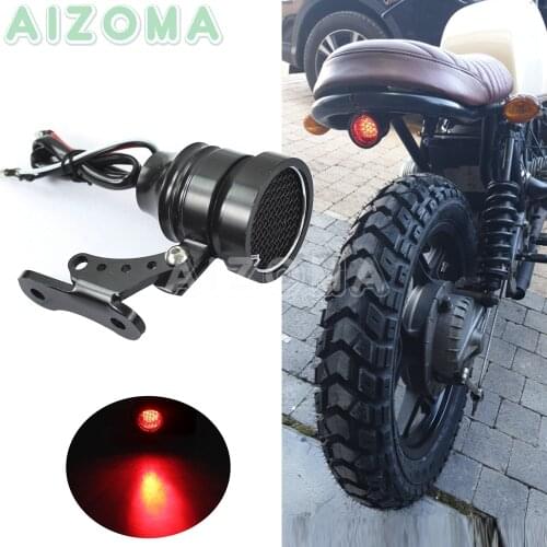 Motorcycle Brat Style Taillight Black 12V LED Custom Mini Fender Mount Brake Rear Tail Lights for Cafe Racer Bobber Parking Lamp