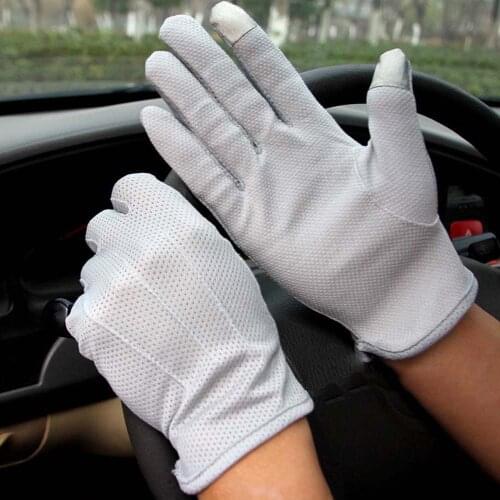 Men Sunscreen Gloves Thin Breathable Non-slip Outdoor Riding Driving Gloves Touch Screen Falf-finger Gloves
