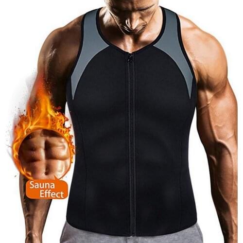 Puimentiua Men Zipper Nepprene Sauna Vest Sauna Suit Men Corset Body Shaper Belly Fat Steampunk Slimming Reducer Latex Underwear
