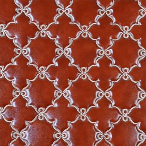 Soft Embroidery PU Leather Fabric With Sponge Inside For DIY Door Bed Chair Cover Eco Friendly Thick Leather Upholstery Fabrics