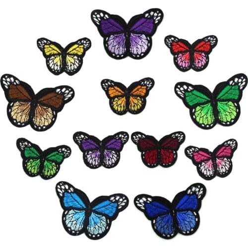 Big&Small Butterfly Patches Embroidered Patches For Clothes 12 Colors Applique Iron On Patch Sewing Supplies Decorative DIY