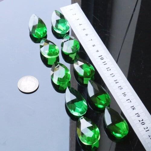 NEW Green Tear Drop Clear Glass Crystal Prism DIY Pendant Chandelier Jewelry Suncatcher Spacer Faceted 38mm