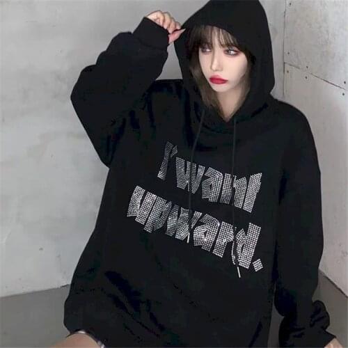 Couple Jacket 2021 Hoodies Long Sleeve Autumn/winter Models Hot Rhinestone Letters Loose Hooded Letter Printing Sweatshirt Women