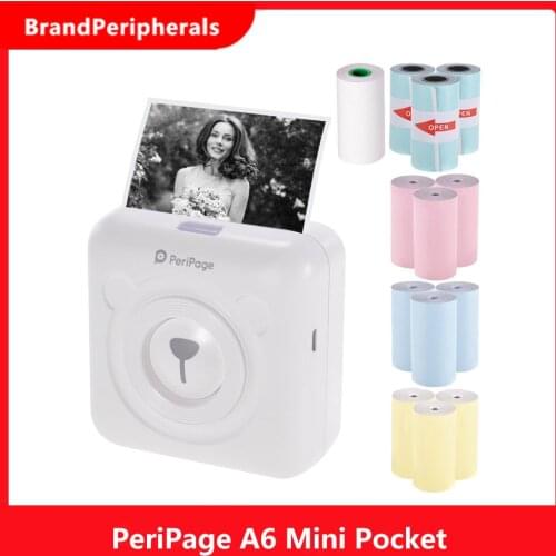 PeriPage A6 Mini Pocket Wireless 203DPI BT Thermal Printer Picture Photo Label Memo Receipt Paper Printer AR Photo Function