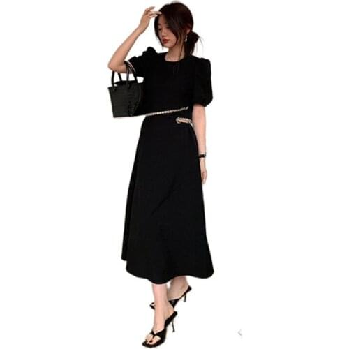 2021 New Dress Women Spring Summer Chic Slim Mini Dresses Lolita Party Black Dress Beads Korean Fashion Sexy Ladies Casual Dress