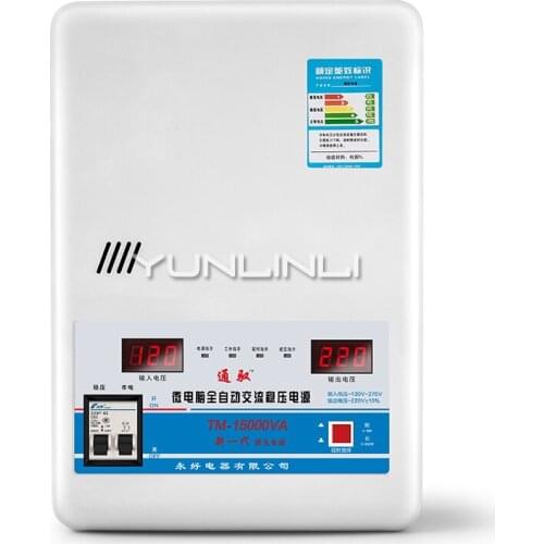 Pure Copper Regulator 220V Fully Automatic Household 15000W High Power Ultra Low Voltage AC Electrical Regulator TM-15000VA