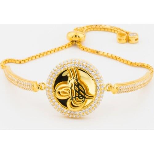 Gold Plated 925 Sterling Silver Bracelet with Ottoman Sign and Lift System