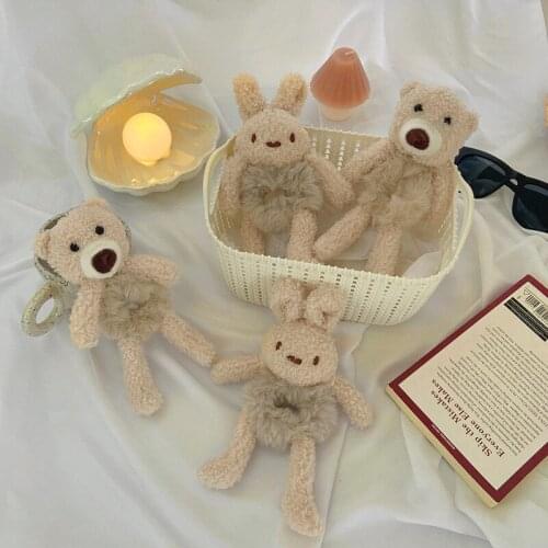 New Women Girls Cute Plush Bear Rabbit Elatic Hair Bands Soft Ponytail Holder Scrunchie Ties Headband Fashion Hair Accessories