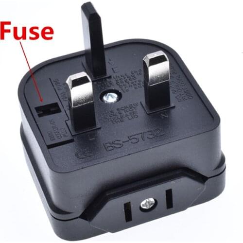 High Quality UK Converter With Fuse, US/Janpan/China 2 Flat Parallel Pin Plug To Singapore Malaysia Hongkong Socket Power Adapte