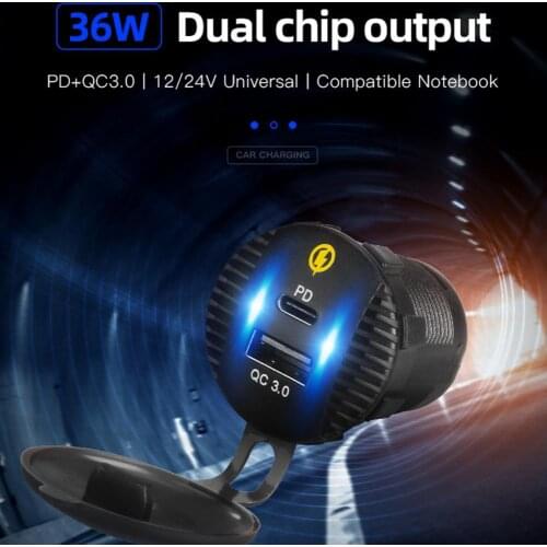 ATU Dual USB PD 18W QC3.0 Waterproof Fast Charging Car Motorcycle Charger Socket Adapter