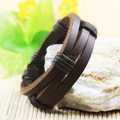 ZotatBele 6pcs/lot ethnic mens jewelry handmade wristband genuine leather bracelet for women unisex men bracelet -SF228