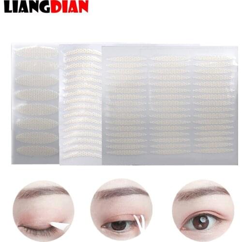 1 Sheet 48pcs Double Eyelid Paste Stickers Glue-free Invisible Net Gauze Lace Double Eyelid Stickers Paste Spray Bottles Tools