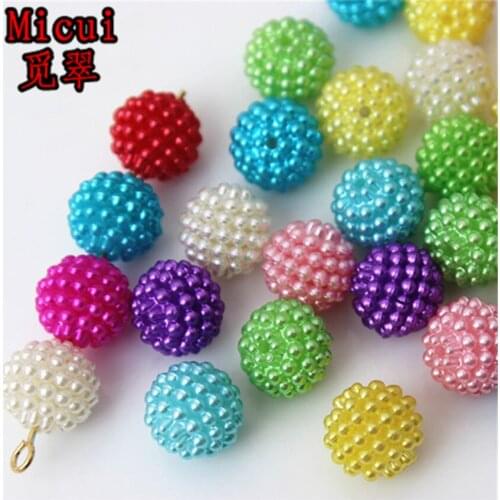 Micui 100pcs 11mm Mix color Round beads ABS imitation pearls mounted removable type for clothing package shoe Crafts DIY ZZ626A