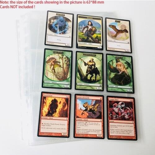 100 pages/Lot, 900 Pockets Top Insert Clear Card Pages For Starndard Board Game Cards Top Loading Card Collection Pages