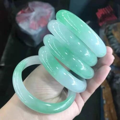 2021 Class A Natural jadeite Floating green bangles handcarved jade bangle jewelry jadeite bangles Real jade women gift bracelet
