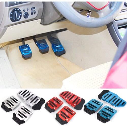 3pcs Cool Aluminium Alloy Foot Treadle Cover Pad Car Auto Vehicle Non-slip Pedal Blue Car Accessories