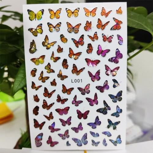3D Nail Sticker Decals Self-adhesive Stickers for Nails Blue Yellow Butterfly Dragon Stickers for Manicure Nail Art Decoration