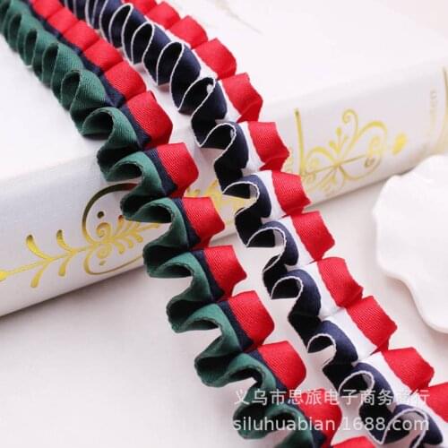 5 yards Double Color Matching Wrinkle Lace Ribbon DIY Doll Clothing Dress Hat Curtain Trims Gift Box Packaging Accessories