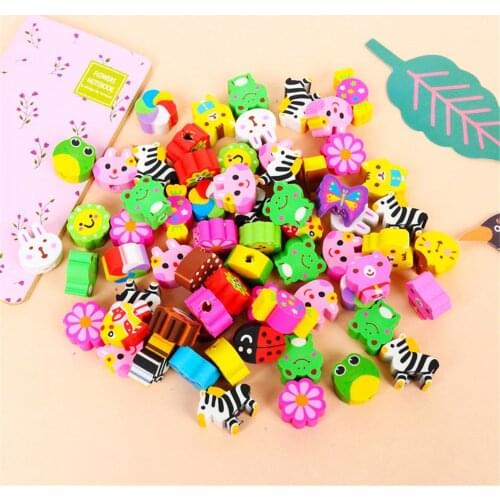 50pcs/set Cute Mini Cartoon Animals Erasers Kawaii Stationery Kids Praise Gifts Pencil Rubbers Office School material escolar