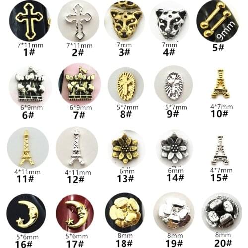 50pcs/pack Japan Metal 3D Nail art Decorations Kawaii Moon Cross Flower Nail Parts Nail Accessories DIY Alloy Nail Supplies