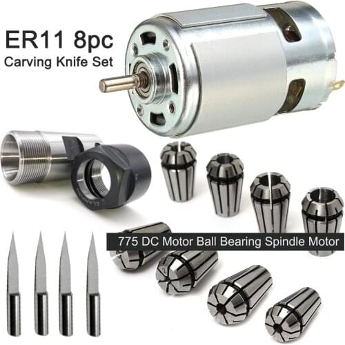 775 DCMotor Ball Bearing Spindle Motor With ER11 5MM Extension Pole Carving knife Spring collet For Toys For Electrical Tools