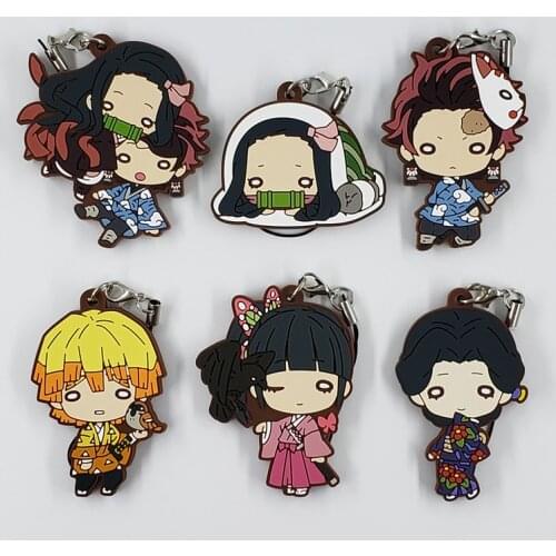 Demon Slayer: Kimetsu no Yaiba original Japanese anime figure rubber Silicone mobile phone charms key chain strap keyring