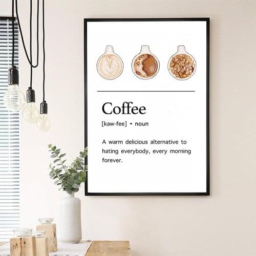 Coffee Definition Art Prints Kitchen Wall Decoration Canvas Painting Modern Coffee Beans Poster Cafe Shop Wall Picture Decor