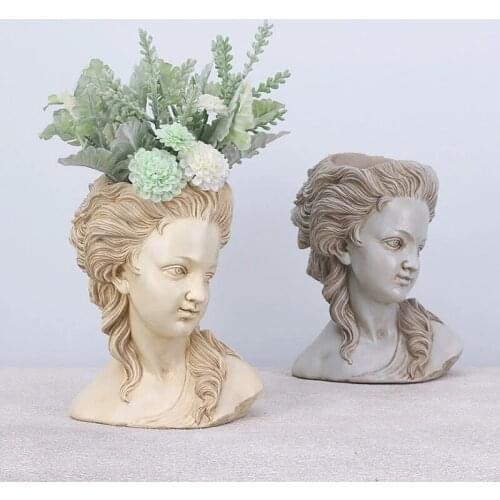 Creative Imitation Plaster Head Succulent Potted Plant Succulent Flower Pot Nordic Retro Decoration Table Decoration