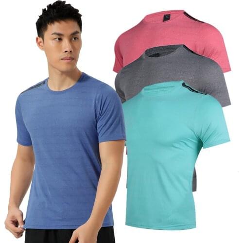 Summer Running Shirts Breathable Sport T-Shirts Fitness Gym Clothing Compression Leisure Sports Shirt Round Neck T Shirt For Men