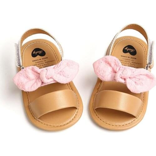 Summer Baby Girls Bow PU Soft Bottom Sandals