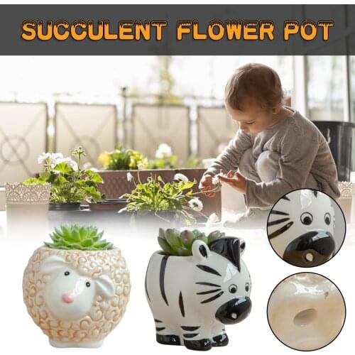 Hot sell 1pc Home Potted Porcelain Flower Pot Succulent Cactus Pot Gardening Simple Perfect Gift Cute Animal Bonsai Flower Pot