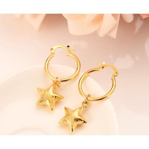 Cute star drop earring Ethiopian/Nigeria/Kenya /Ghana Gold color Dubai african party wedding bridal Jewelry Mom kidsGifts