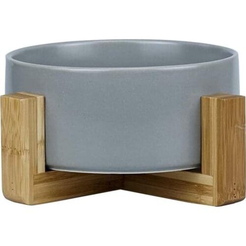 Pet Bowl Ceramic Type Protecting Cervical Spine Durable And Practical Convenient Pet Single Bowl + Wooden Frame