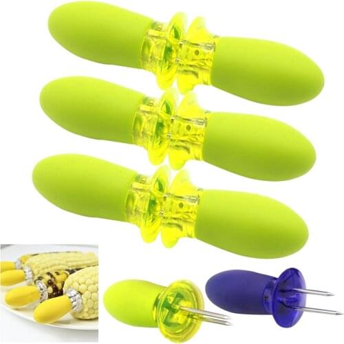 6Pcs Reusable BBQ Corn Holders Safe Stainless Steel Corn On The Cob Holders Skewers Needle Prongs Outdoor BBQ Barbecue Hand Tool