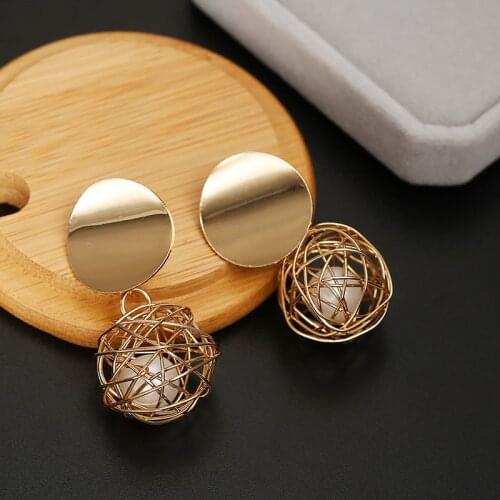 Fashion statement earrings 2020 large geometric round earrings for women hanging swing earrings modern female earrings jewelry