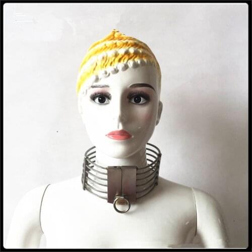 Enhanced steel with wire hose sheathing metal collar save ring,sex collar and leash fetish bondage,Cozy sex adult collars