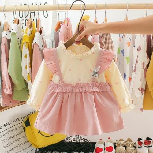 Spring Autumn Infant Girl Dress Baby Child Clothes Long-Sleeved O-Neck Skirt Baby Girls Cute Rabbit Princess Dress