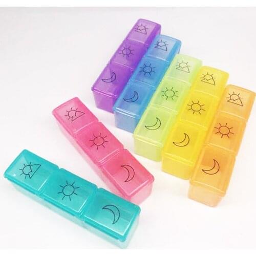 Portable 7 Day Pill Organizer Medicine Fish Oil Case Holder with PU Leather Bag