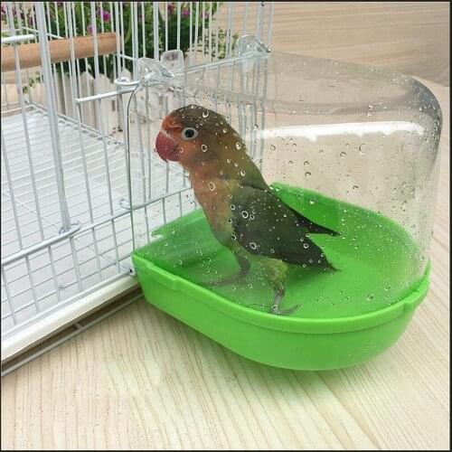 Clear Parrot Bath Box Hanging Anti-skid Bird Bathing Tub Parrot Transparent Bath Tub for Budgie Outdoors Space Pet Supplies
