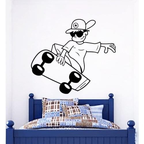 Skateboard Boy Wall Decals for Kids Bedroom Decor Sport Hip-hop Art Stickers House Decoration Removable Wall Sticker Mural ZB387