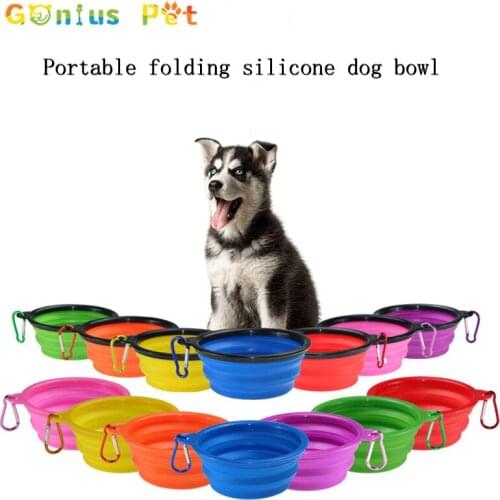 Dog Cat Portable Folding Silicone Dog Bowl Clean Outdoor Travel 1000ml Large Collapsible Food Container Feeder Pet Dogs Supplies